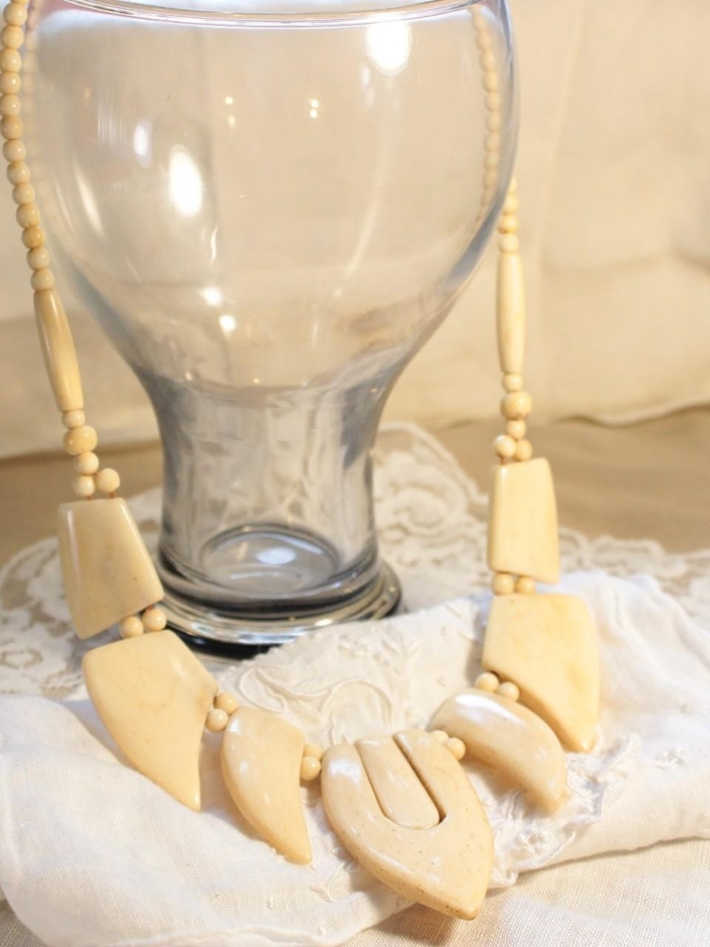 Carved Bone/Ivory Boho Statement Necklace